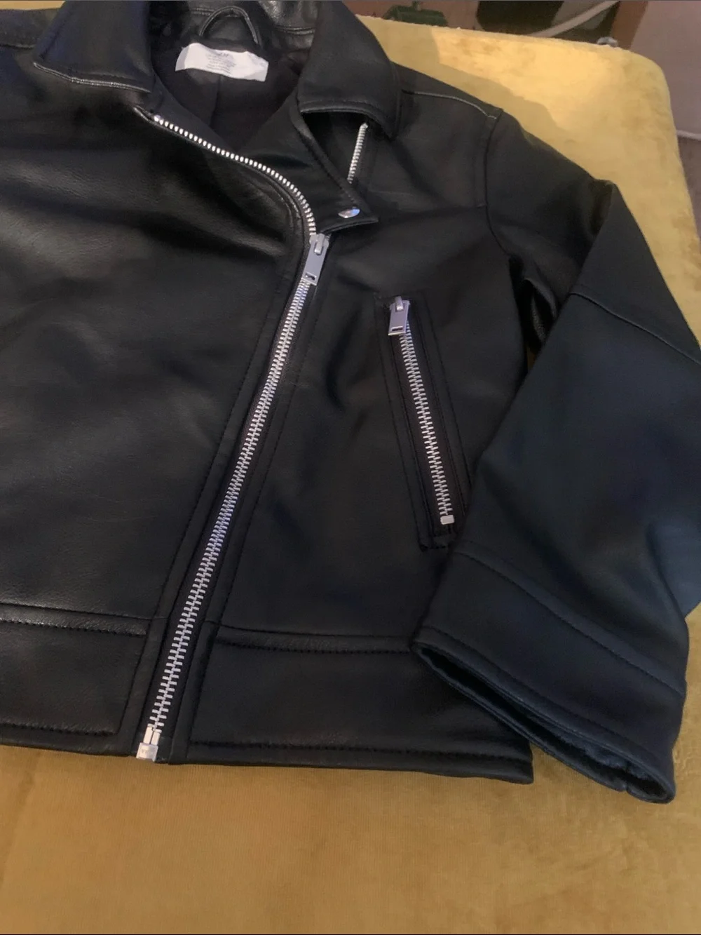 H&M Black Faux Leather Moto Jacket for Kids